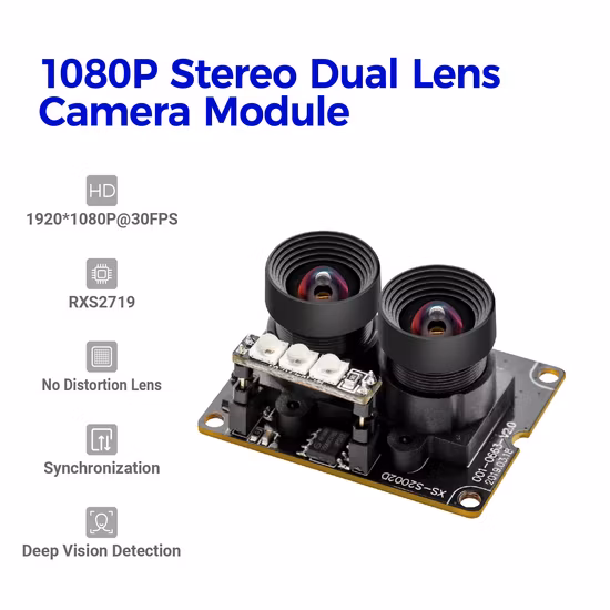3MP Binocular Dual Lens USB Camera Module with No Distortion Lens Synchronization for Face Recognition